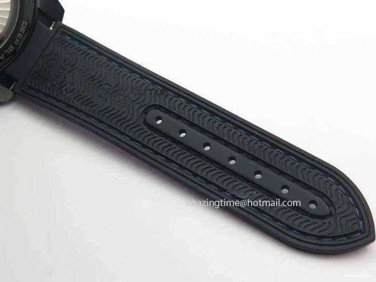 0428 Unique Planet Ocean 45mm Real Ceramic Blue BP-Maker Best Edition Black Dial On Nylon Rubber Strap A 8184